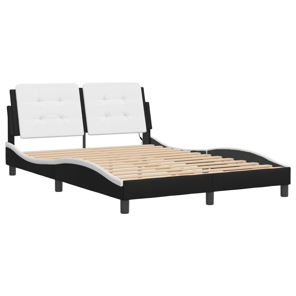 Giroletto con LED senza Materasso-Struttura Letto Zadar Nero e Bianco 140x200 cm
