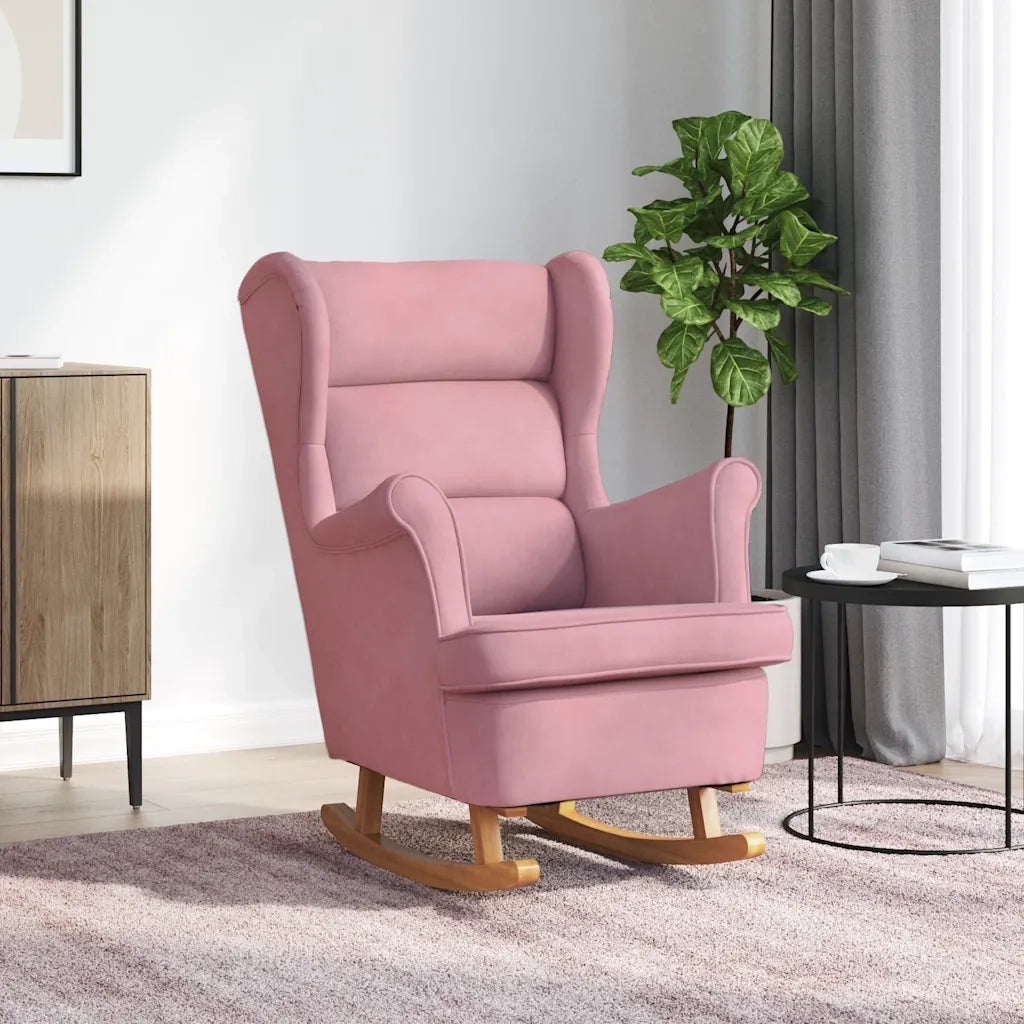 Sedia a dondolo con schienale alto in velluto rosso 329367