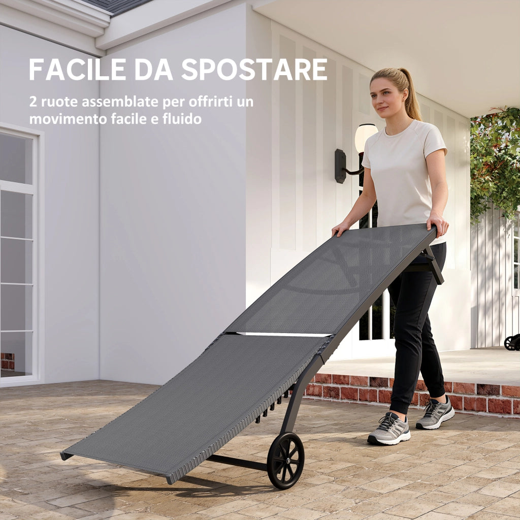 Set 2 Lettini Prendisole ¨C Zephmum ¨C Grigio Scuro, Alluminio, 66x165x102 cm