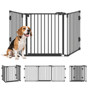 Cancellino per Cani Pieghevole in Acciaio con Chiusura Automatica, 202.5x2x76cm, Nero