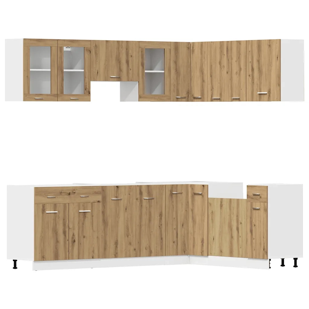 vidaXL Set di Mobili da Cucina 11 pz Lyon Rovere Artigianale Truciolato
