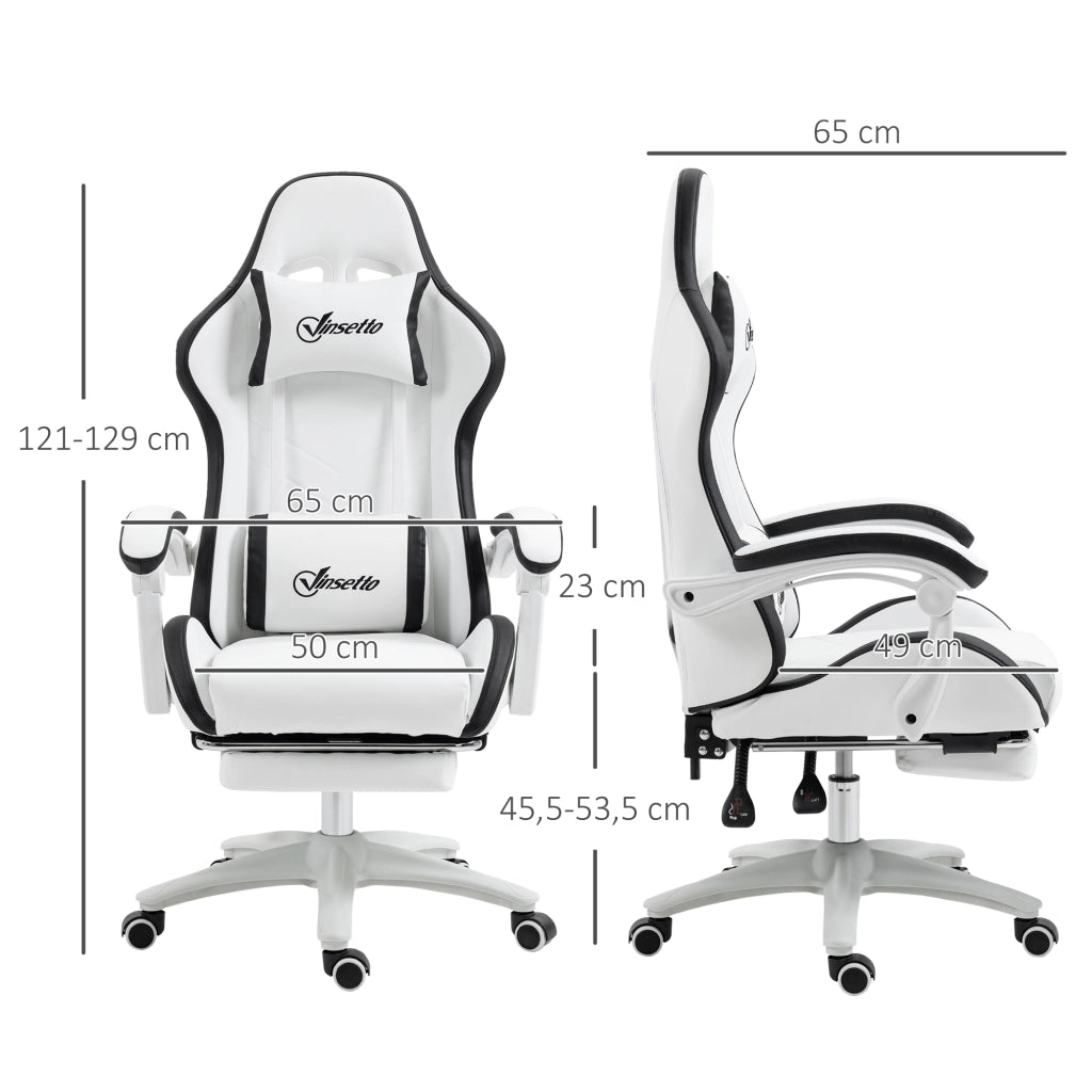 Poltrona da gaming ¨C zephmum ¨C bianco e nero 65x65x121-129 cm
