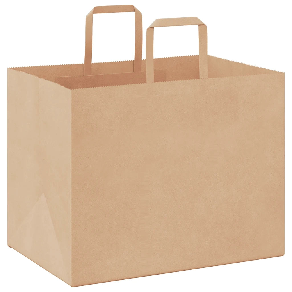 vidaXL Sacchetti di Carta 250 pz con Manici Marrone 32x22x24 cm