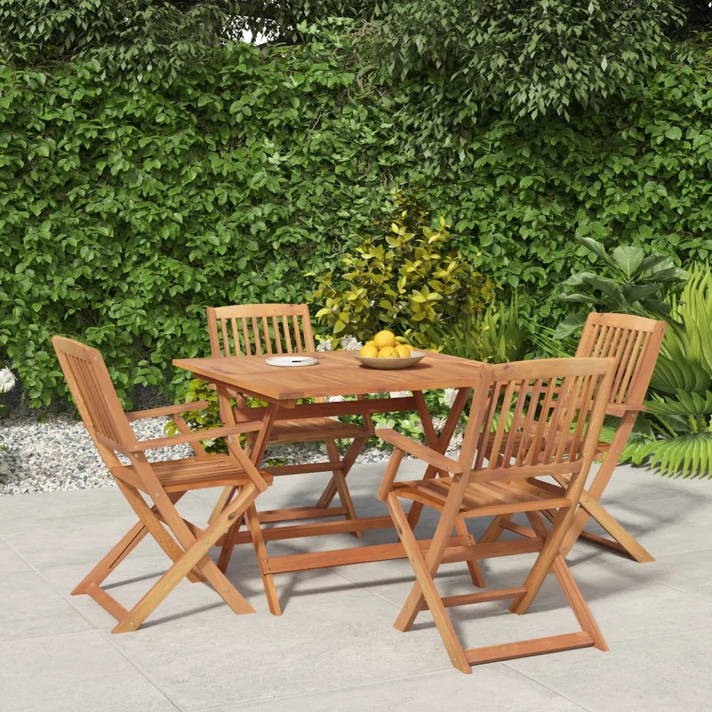 Set da Pranzo per Giardino 5 pz | Set Salotto da Giardino in Legno Massello di Acacia