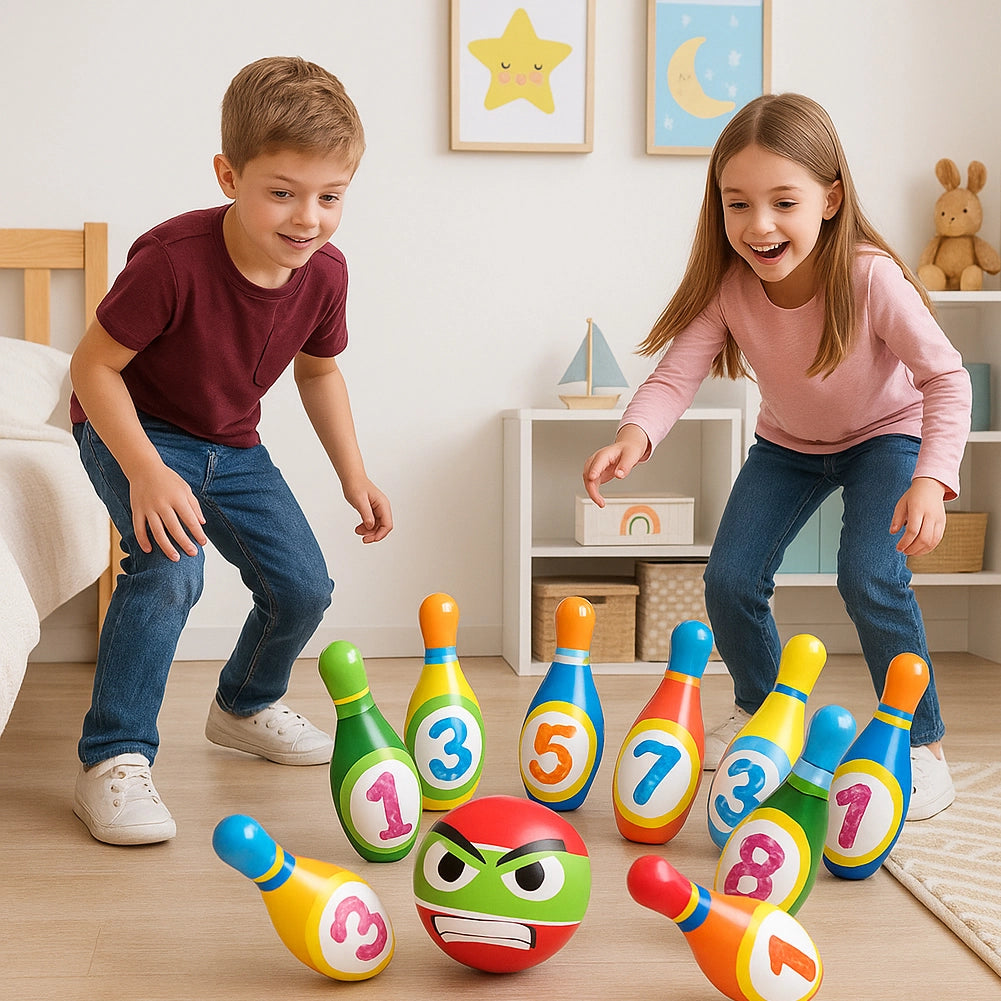 Set 10 Birilli da Bowling Giocattolo per Bambini con Pallina Morbidi e Sicuri
