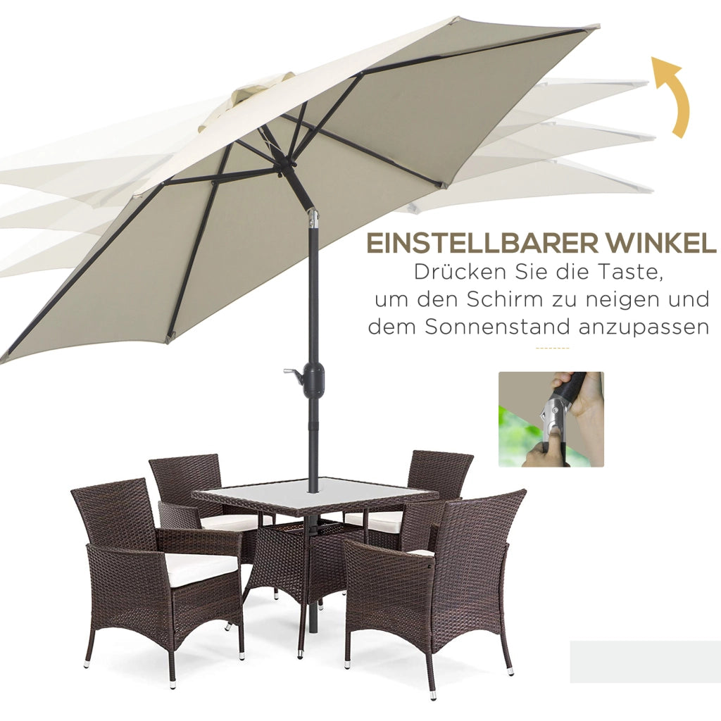 Ombrellone articolato Parasole da giardino con manovella 2.6 m Alu Polyester 180/㎡ Beige ideale per giardino e patio