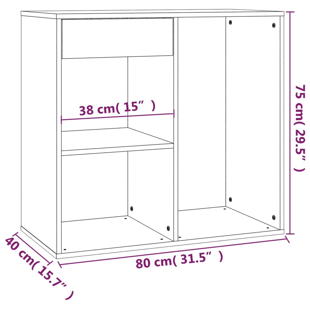 Armadietto per Cosmetici Grigio Cemento 80x40x75 cm in Legno 808841