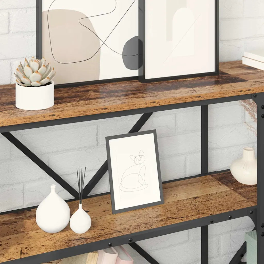 Tavolo consolle con lo scaffale Legno vecchio 180 x 30 x 75 cm
