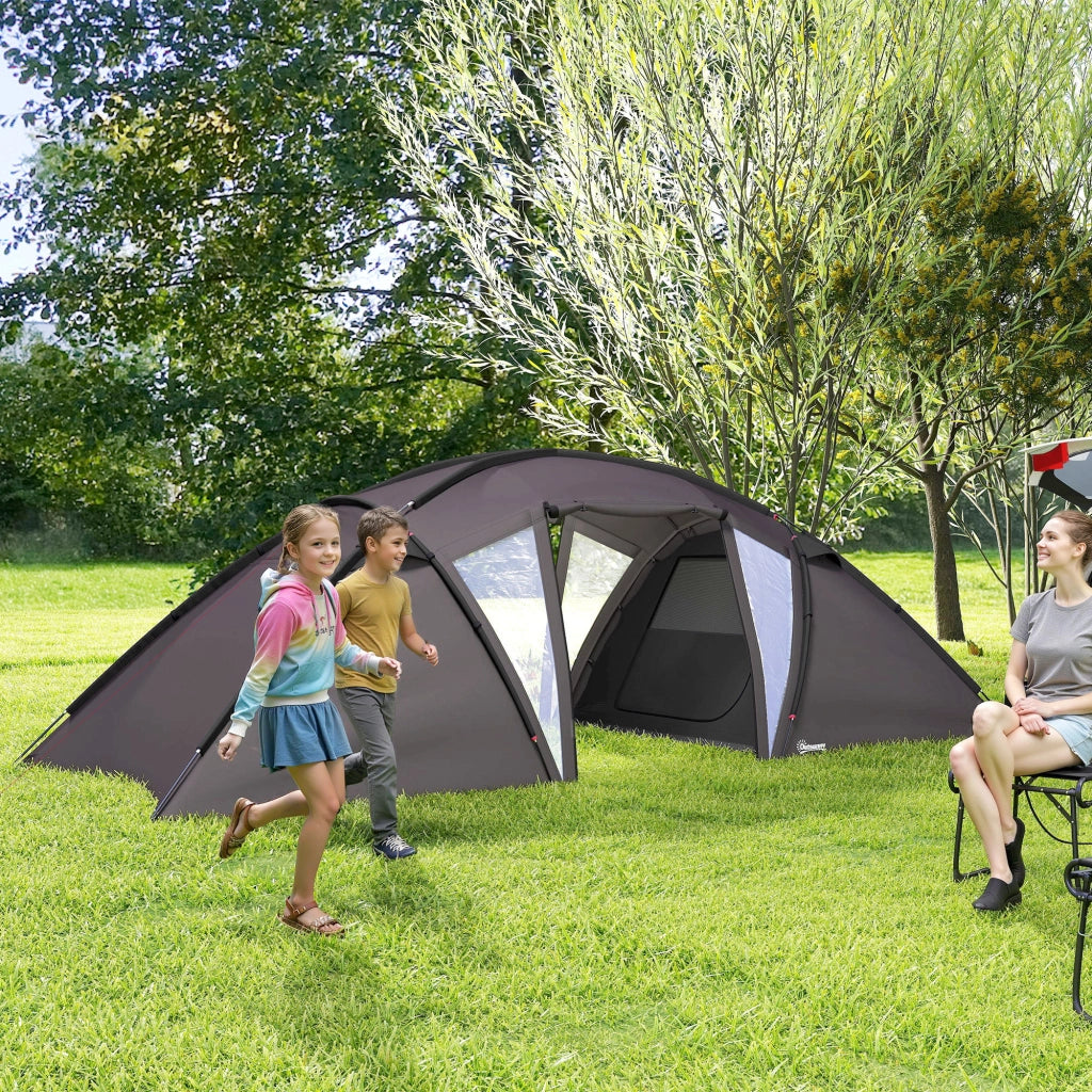 Tenda da campeggio tunnel per 4-6 persone ¨C Minimal ¨C 3000 mm impermeabile, 2 porte, nero