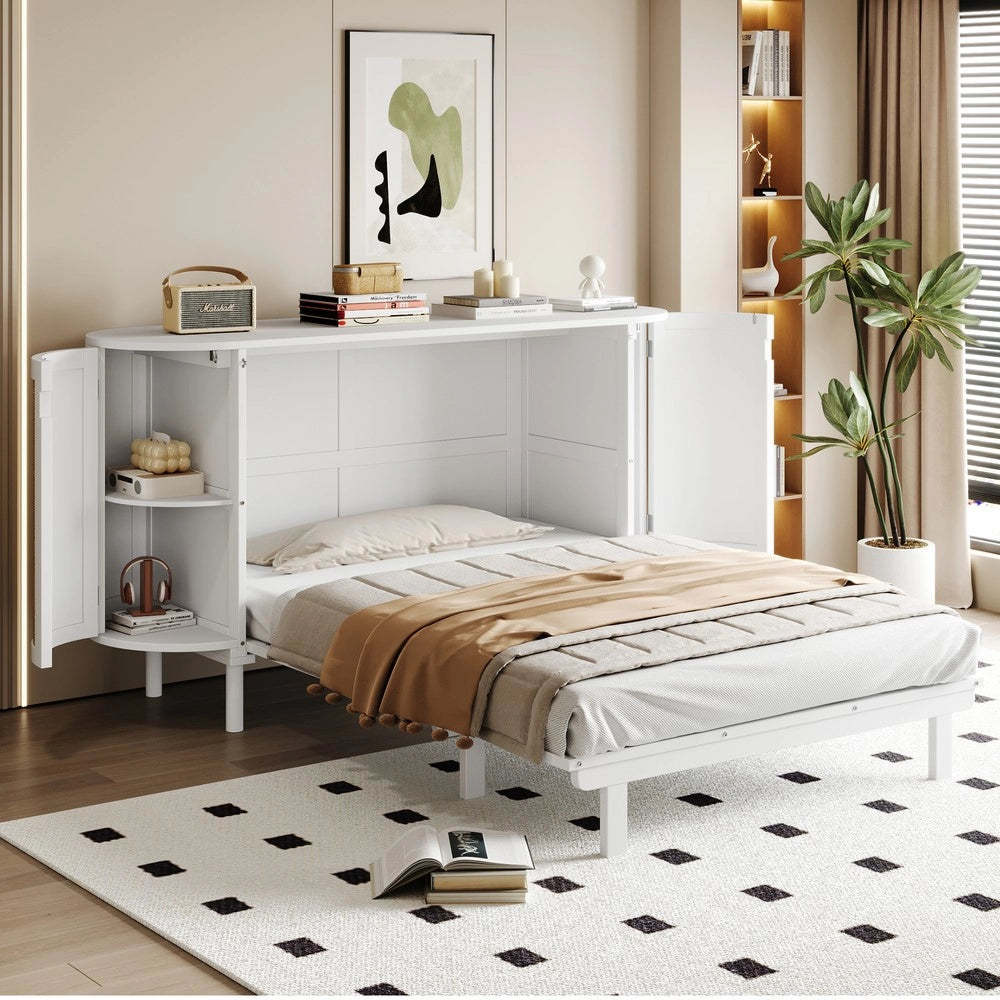 Letto a Scomparsa Verticale con Rete a Doghe e Vani ¨C MINIMAL ¨C Bianco 140x200