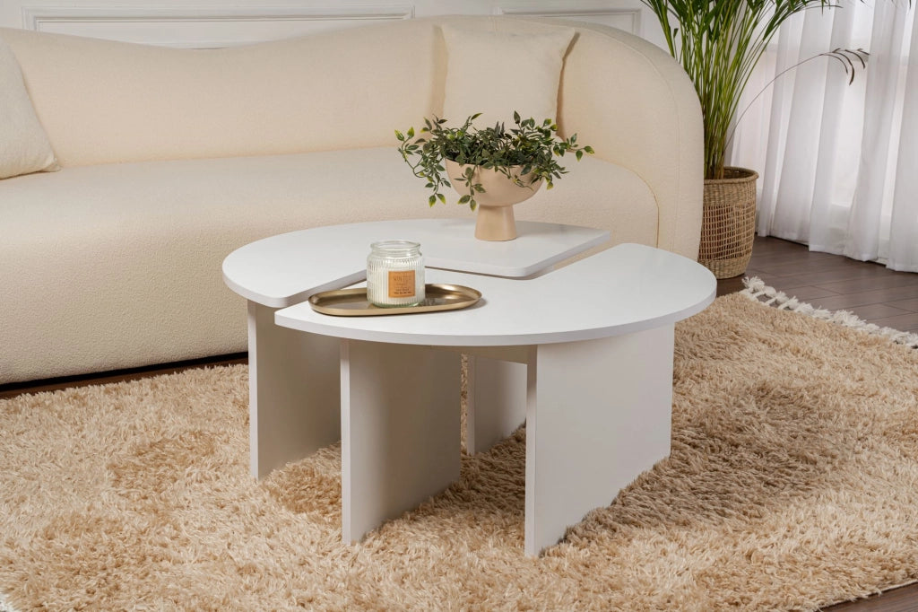Tavolino in legno "Moira" 90 x 90 x 41 cm - Bianco naturale