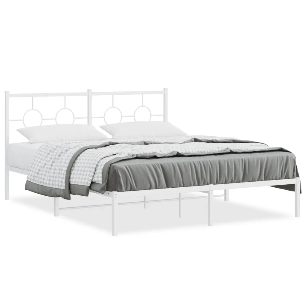Giroletto con Testiera Metallo Bianco 160x200 cm 376278