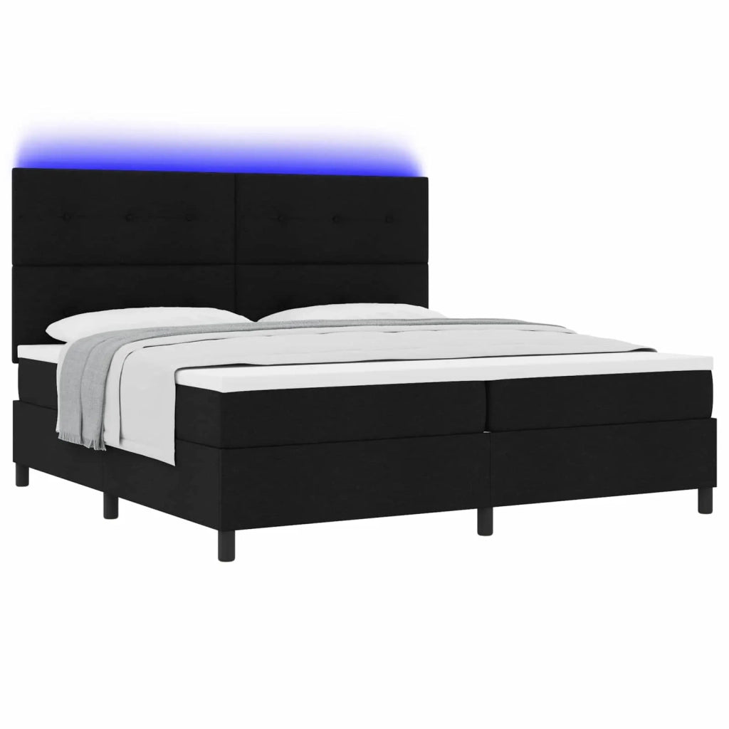 Letto a molle con materasso con led Nero 200 x 200 cm Tessuto 3342895