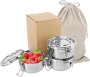 Tazza per pane in acciaio inossidabile per adulti - contenitore per pranzo impermeabile con tasca di stoccaggio - scatola per preparazione pasti - scatola per snack in acciaio inossidabile - adatta per snack e frutta