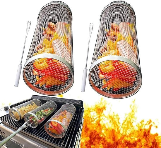 Impastatrice a rulli in acciaio inossidabile - set da 2 impastatrici a rulli - con forchette - accessori per barbecue da campeggio - indispensabile
