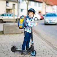 Monopattino Elettrico Pieghevole per Bambini 6+ Anni ad Altezza Regolabile, 71x36.5x75-80 cm, Nero e Azzurro