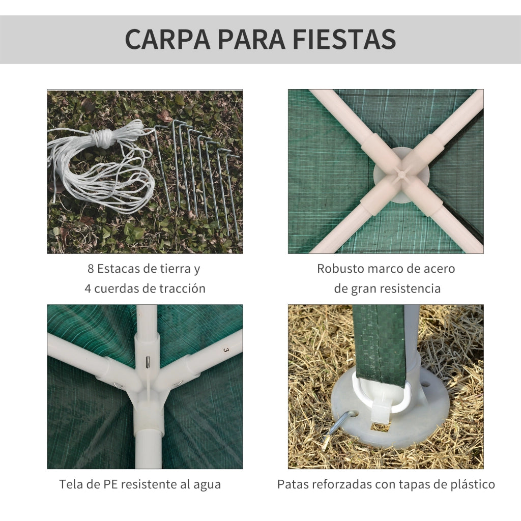 Gazebo da giardino ¨C zephmum ¨C verde 3x3 m acciaio