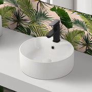 Lavabo da appoggio tondo D. 46 cm in ceramica bianco lucida