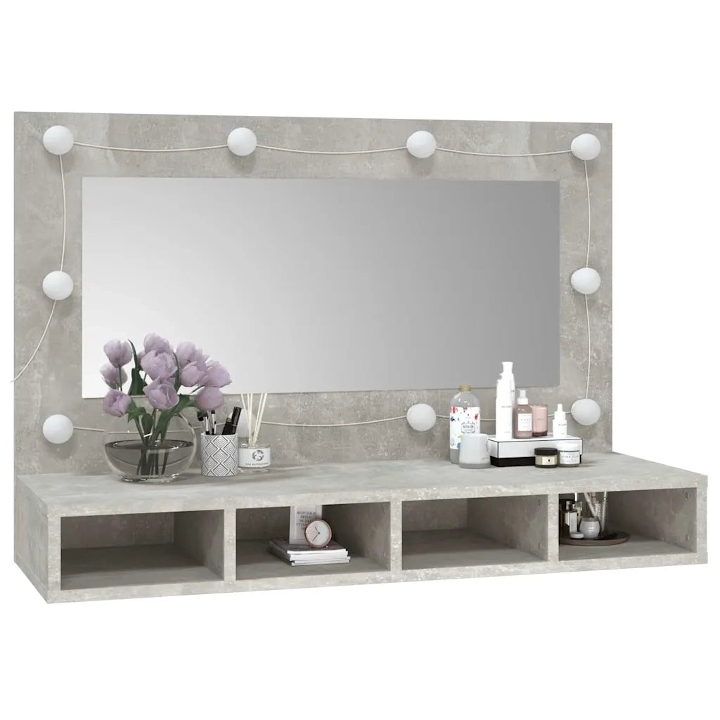 Mobile a Specchio | Armadio da bagno con LED Grigio Cemento 90x31,5x62 cm