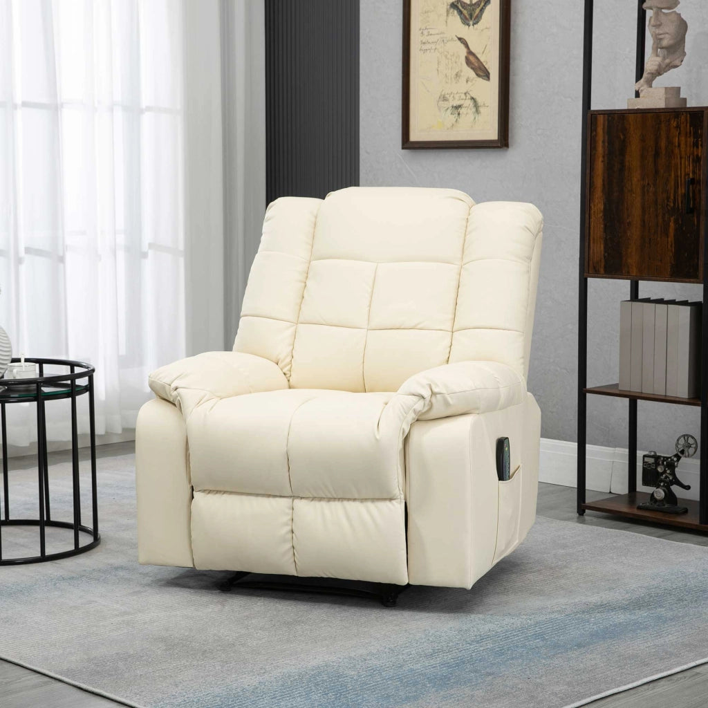 Poltrona Massaggiante Reclinabile ¨C Minimal ¨C Crema, Similpelle, 94x99x99cm