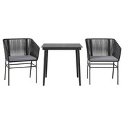 Set da Pranzo da Giardino 3 pz | Set Salotto da Giardino con Cuscini Polyrattan Vetro