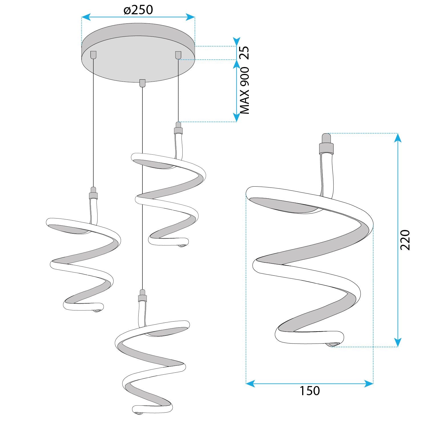 Lampada A Sospensione Led G075-3cpr Gold