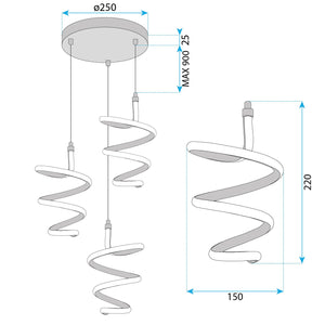 Lampada A Sospensione Led G075-3cpr Gold