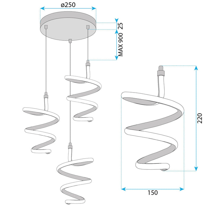 Lampada A Sospensione Led G075-3cpr Gold