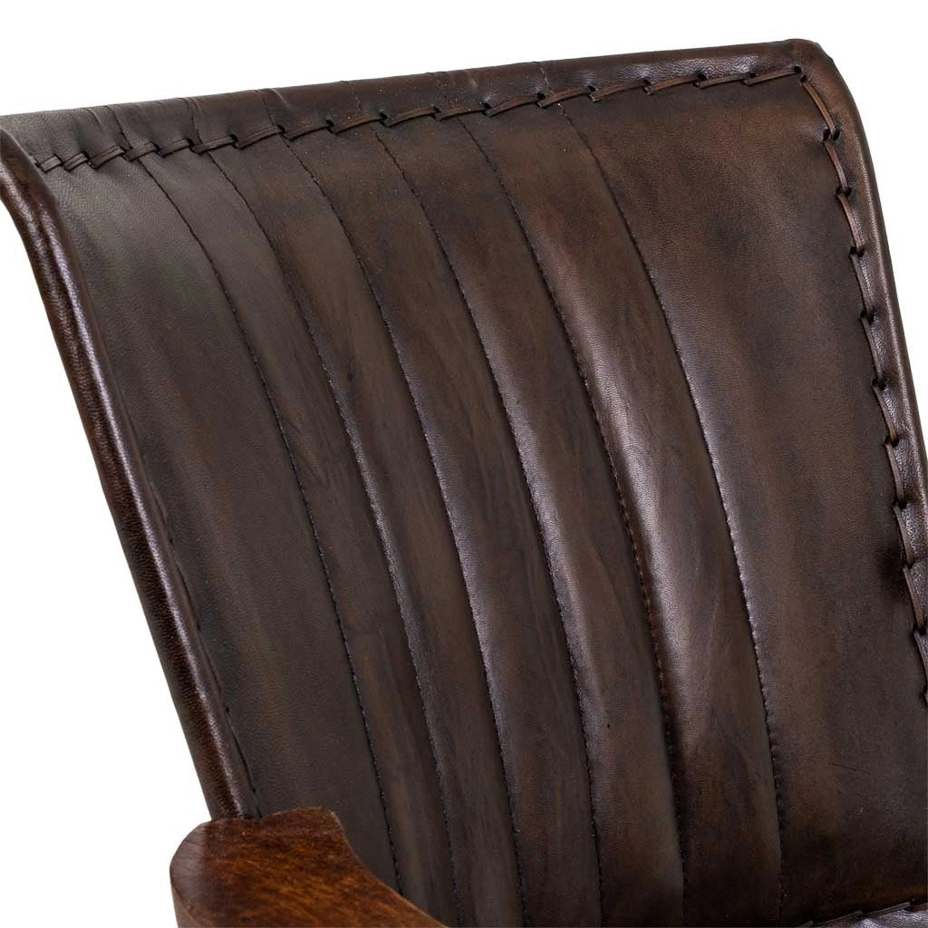 Poltrona in metallo e pelle marrone 65x72x74 h