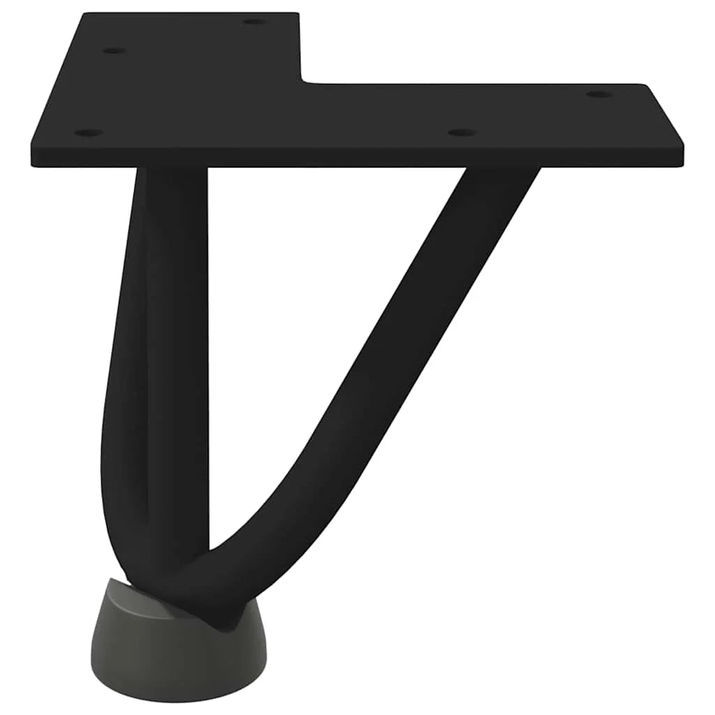 Set di 4 gambe per tavolino da caffè a forcina alte 10 cm con piedini regolabili stile moderno acciaio nero 02_0056727
