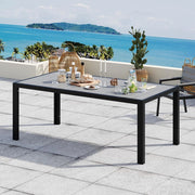 Tavolo da Giardino HDPS Resistente alle Intemperie, 189 x 80 x 74 cm Tavolino da Esterno Finitura a Vena di Legno e Facile da Manutenzionare, Tavolo da Pranzo Esterno per 6 a 8 Persone (Grigio)