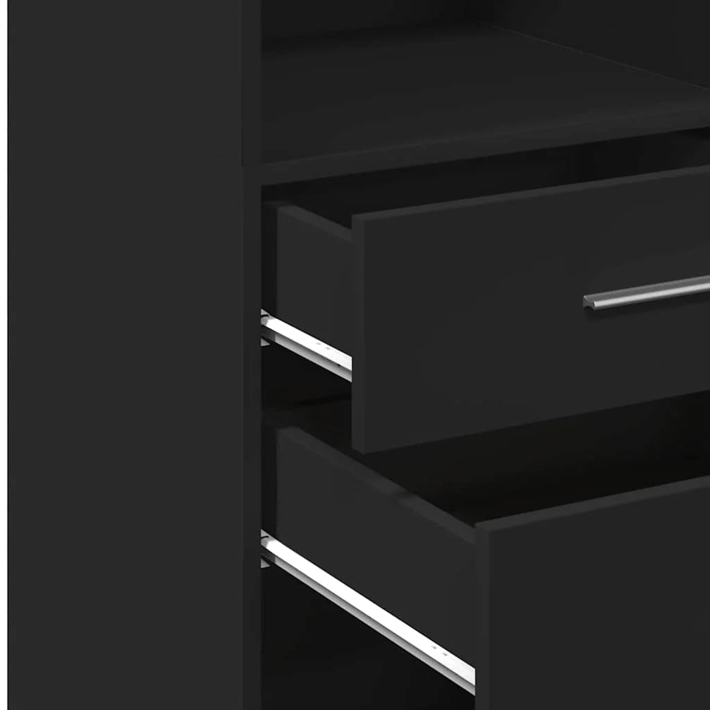 Buffet credenza cassettiera mobiletto mobile contenitore organizer per cucina soggiorno salotto alto 40 x 42,5 x 124 cm legno ingegnerizzato nero 02_0034924