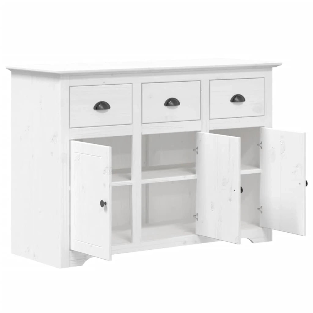 BODO 115,5 x 44 x 80 cm Mobiletto in legno massello di pino bianco cassettiera mobile contenitore organizer per cucina soggiorno salotto