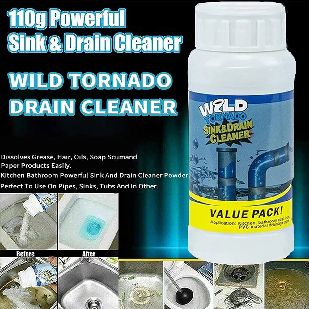 Trade Shop - Set Da 2pz Detergente Per Lavandini Scarichi Potente Polvere Per Pulizia Tubi Cucina Wc -