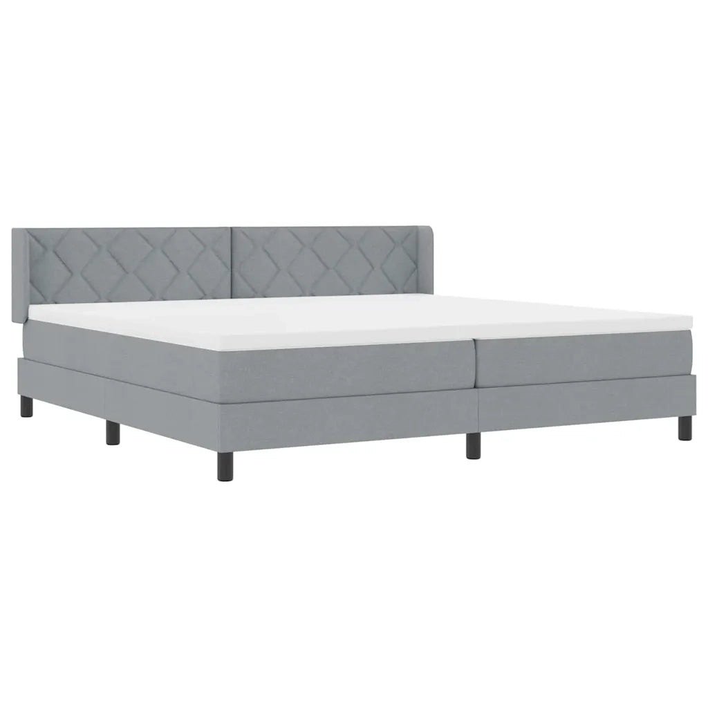 Letto a molle con testiera Grigio chiaro 200 x 200 cm Tessuto 3341188