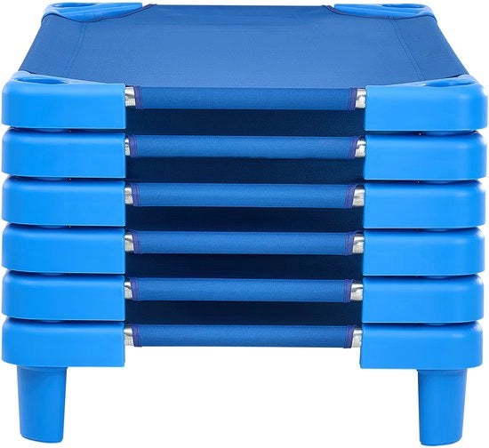 Set di lettini a LED, 106,7 cm L x 58,4 cm P, 6 pz, lettini portatili per bambini, Ideali per asili nidi e sale di gioco per bambini, Blu - Garantisce un sonnolento pisolino