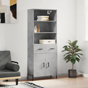Credenza-Buffet-Armadio da cucina Grigio Cemento 69,5x34x180 cm in Legno Multistrato 480417