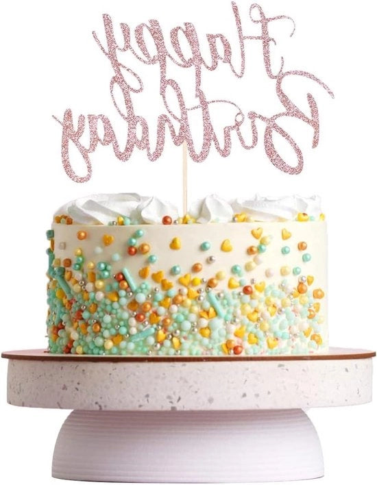 Decorazione per torta con glitter a mano - Natale - Rosé d'oro