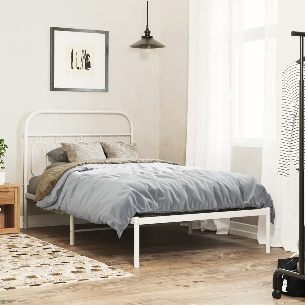 Giroletto con Testiera-Struttura Letto con testiera Metallo Bianco 107x203 cm 129382
