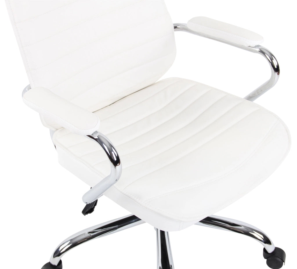 Sedia da ufficio Rako in vera pelle bianco