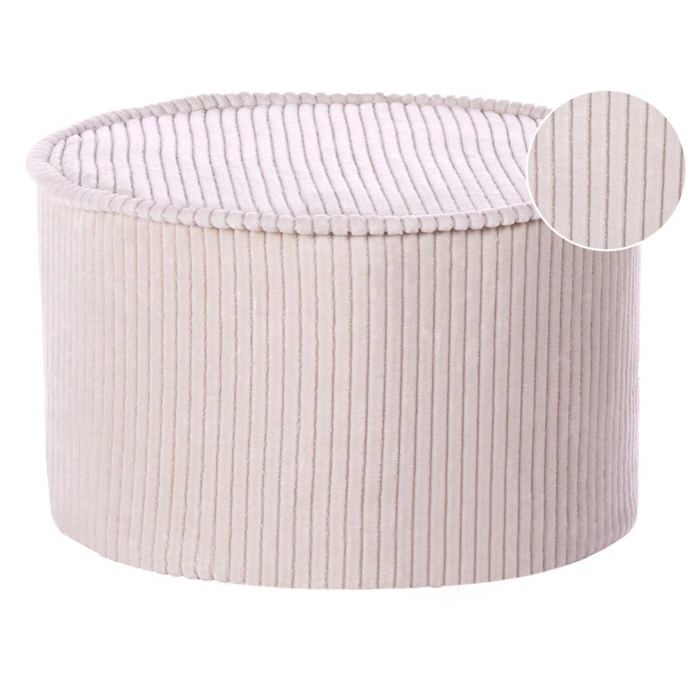 Pouf in cotone beige chiaro 40 x 25 cm Tessuto rotondo Struttura in velluto a coste Rivestimento sfoderabile Lavabile in lavatrice