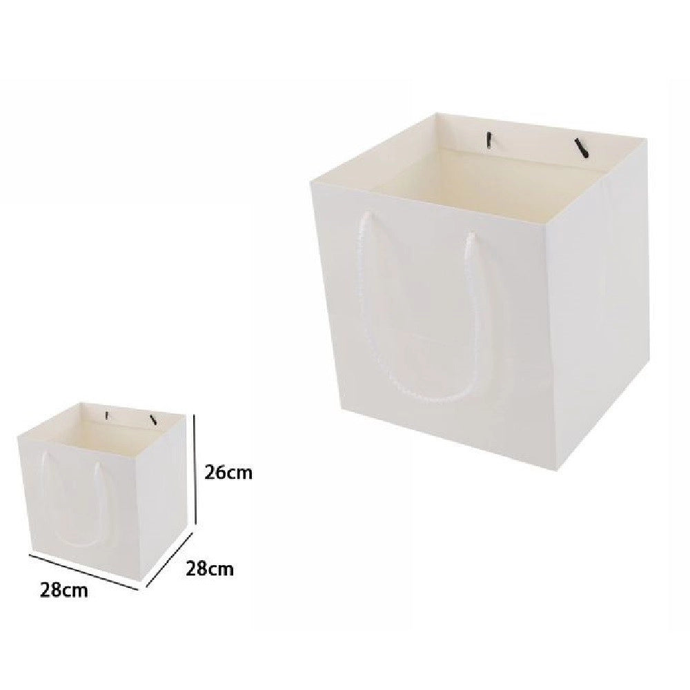 Trade Shop - Set 2 Pezzi Buste Busta Borsa Da Regalo Bianca 28x28x26cm Manici In Corda 69247 -