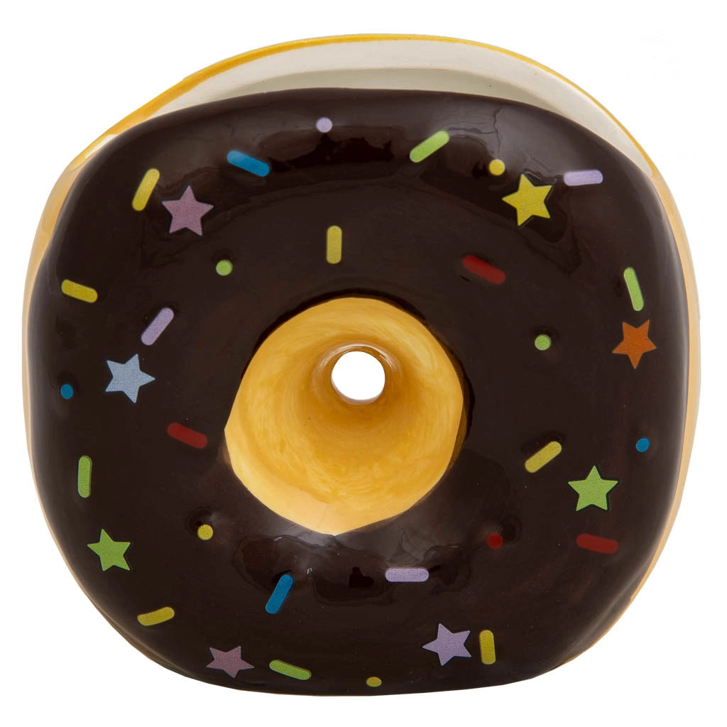 Portapenne a ciambella in ceramica marrone 11x6,5x11h