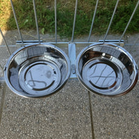 Porta ciotole per box cani regolabile in acciaio inox diametro ciotole 24 cm