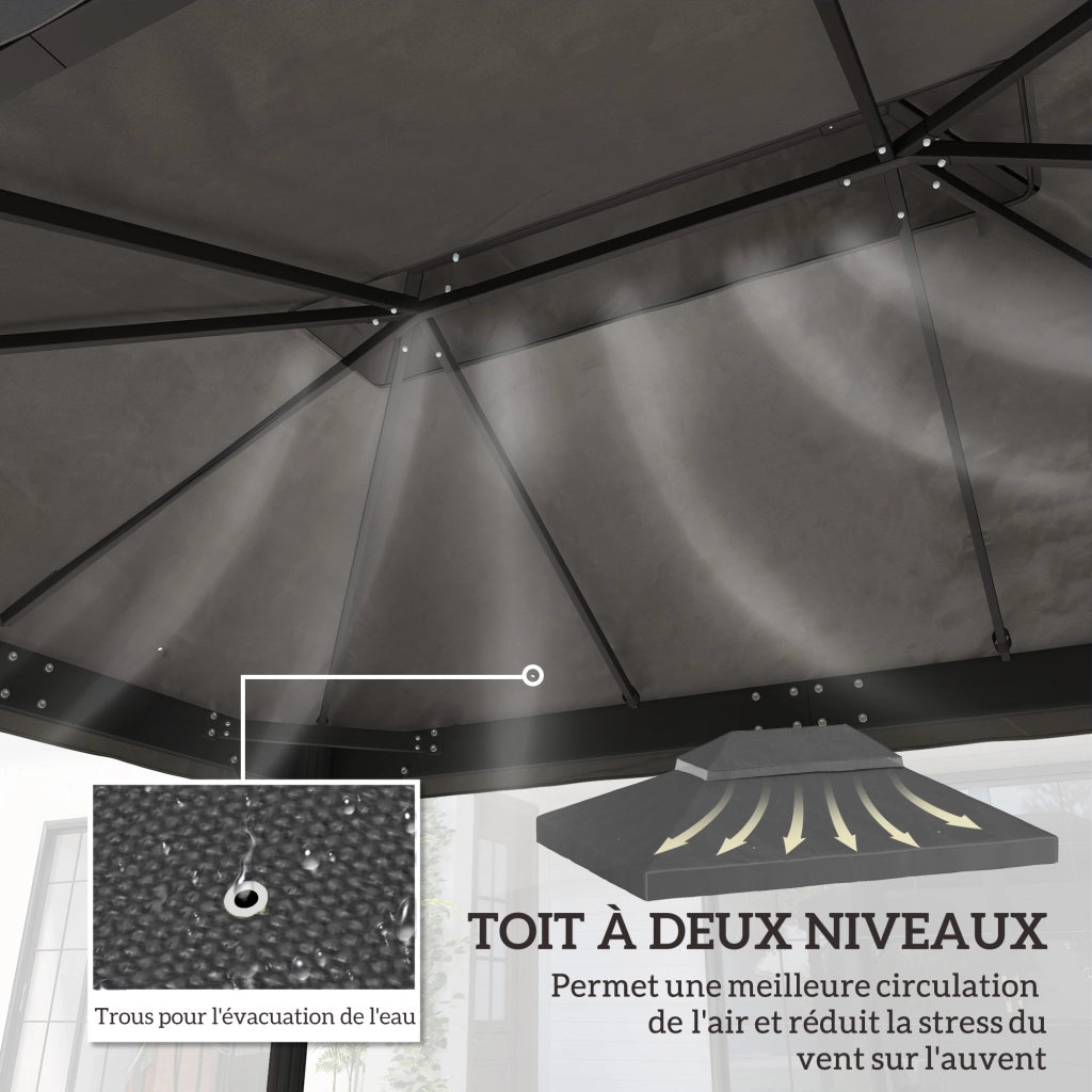 Telo di ricambio per gazebo 4x3m ¨C Xylo ¨C doppio tetto, poliestere 370g/m2, grigio