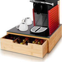 Contenitore Cassetto Porta Cialde Capsule con Piano Vetro Temperato 31.5x30x10cm
