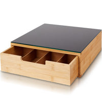 Contenitore Cassetto Porta Cialde Capsule con Piano Vetro Temperato 31.5x30x10cm