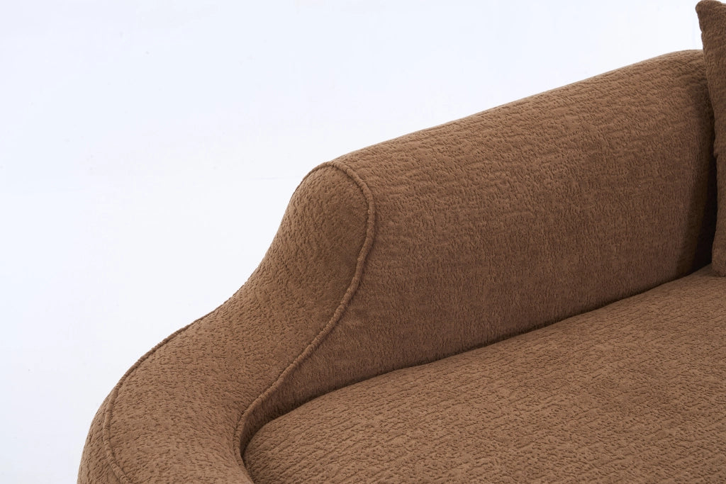 Méridienne in chenille con seduta profonda e cuscino divano letto 3 in 1 per salotto camera e interni caramello