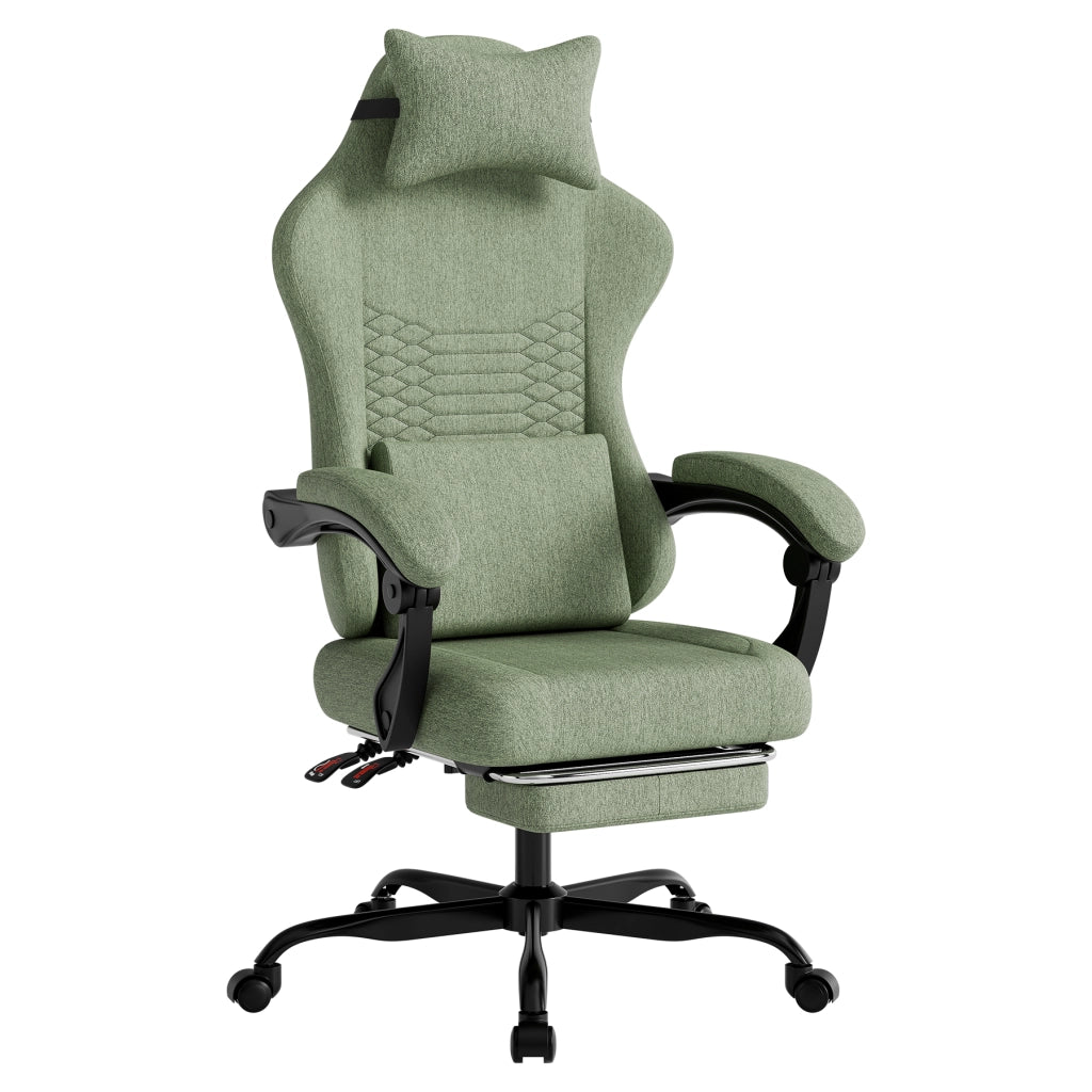 Sedia da gaming ergonomica - Zephmum- Massaggio testa e piedi verde