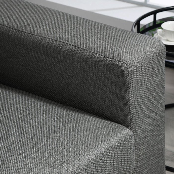 Divano 3 Posti 237x94x102 cm con Cuscini Rivestimento Effetto Lino Grigio